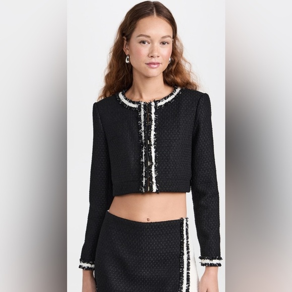 NWT Alice + Olivia Kidman Two-Fer Boxy Raw Edge Jacket Size Small $595 - Picture 4 of 16